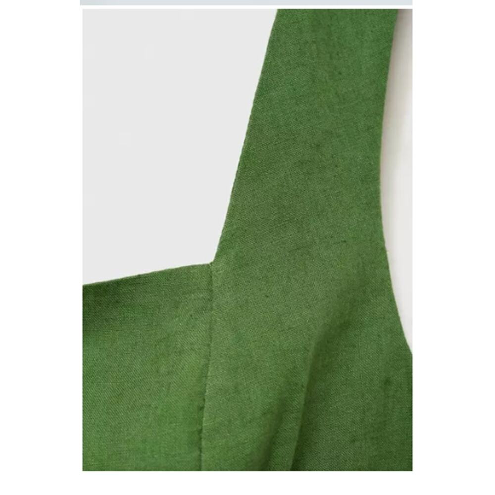 NWT Mango Green Linen Jumper Jumpsuit Medium - Picture 5 of 6